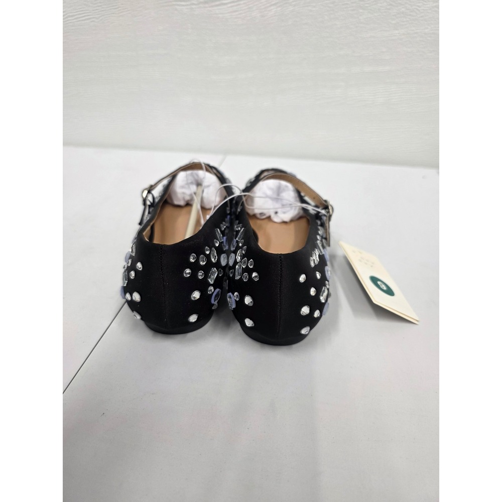 A New Day Womens Black Rhinestone Embellished Pointed Toe Mary Jane Flats Size 9 - Picture 3 of 5